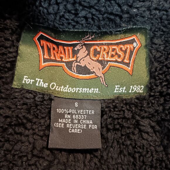 TrailCrest Sherpa Lined Full Zip Fleece Hoodie Jacket Sz S Black White Fair Isle - Picture 11 of 12